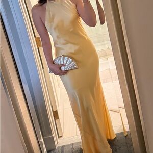 Reformation 100% Silk Yellow Maxi Dress